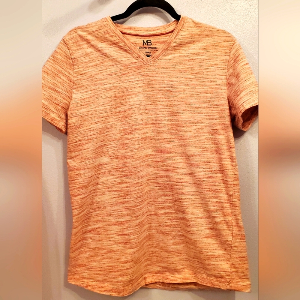 Men’s Michael Brandon Deep Pink Heather V-Neck Tee Small